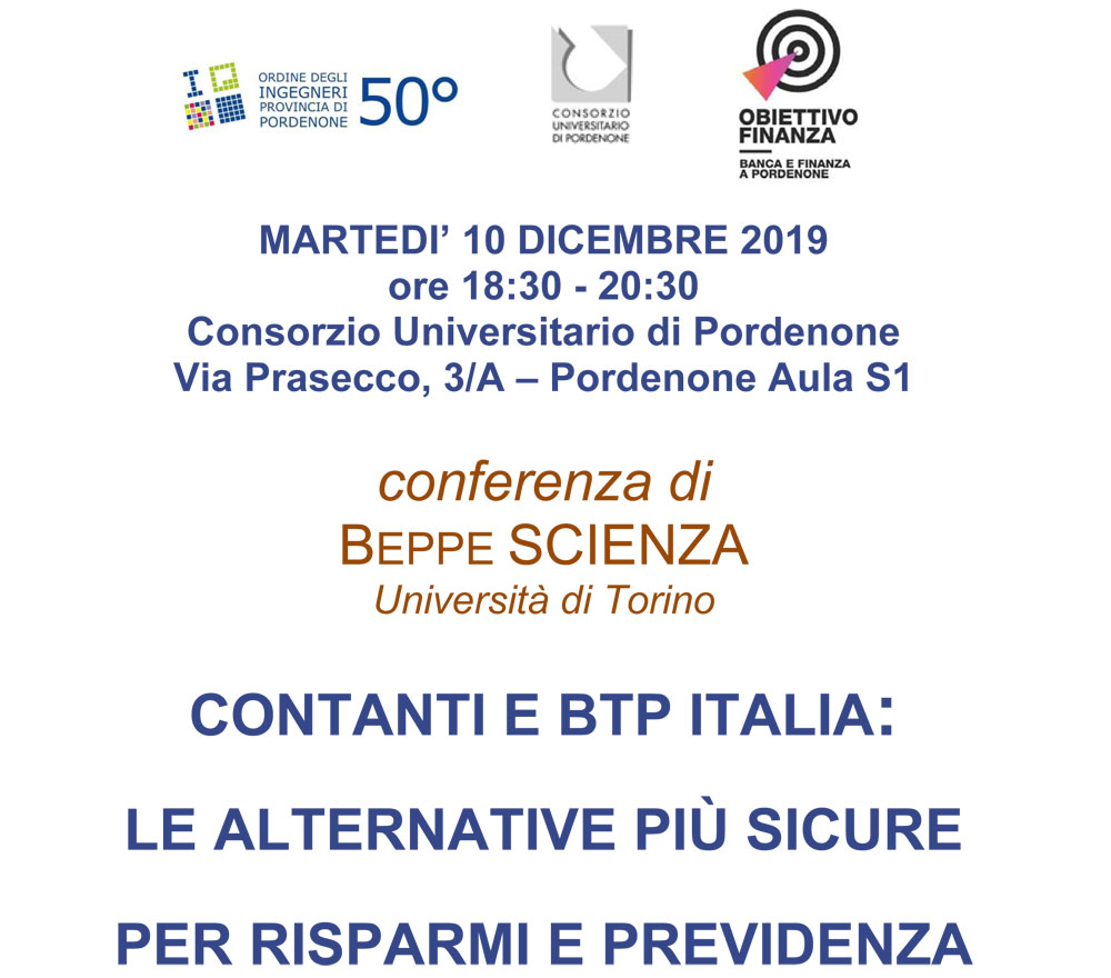 Il 10/12 convegno “Contanti e BTP Italia” con il Prof. Beppe Scienza